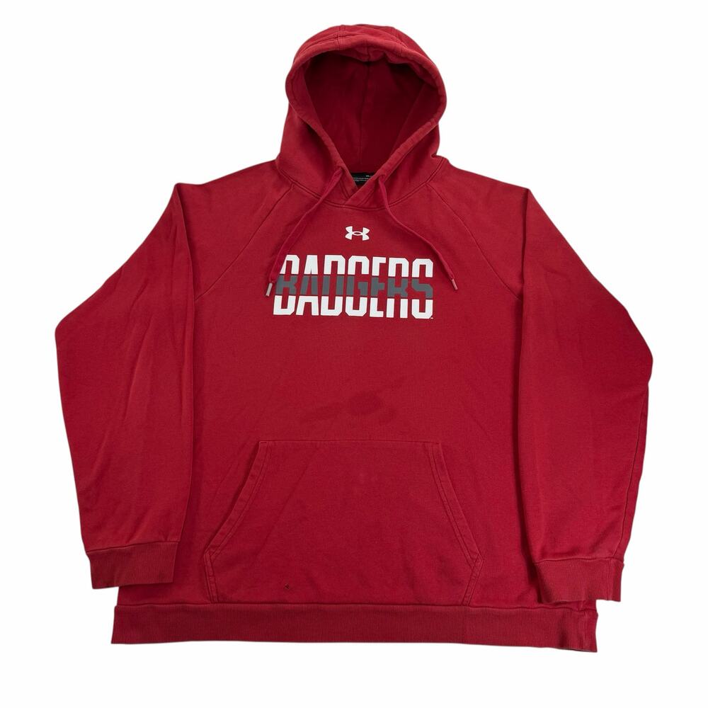 Wisconsin Badgers Hoodie Men's XL Under Armour Pullover Red College Sweatshirt